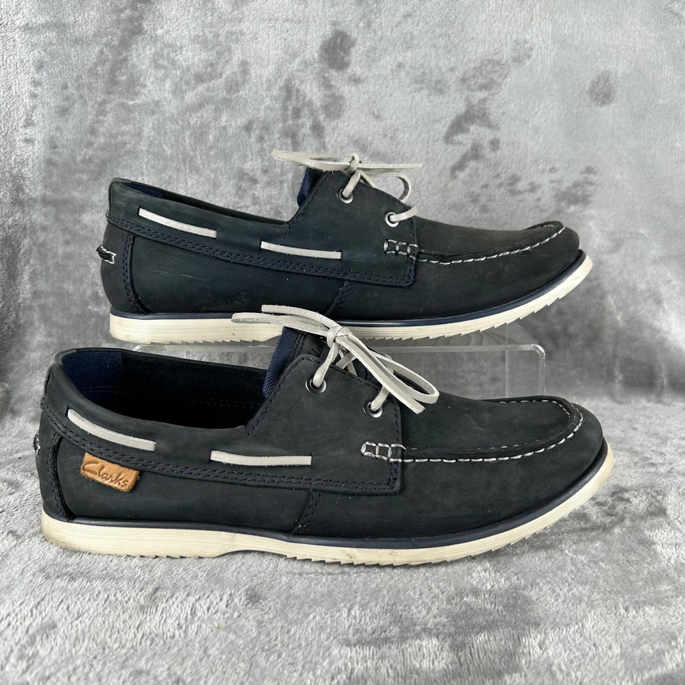 Clarks Collection Mens Navy Blue Nubuck Boat Shoes Extreme Comfort 10 M Preppy